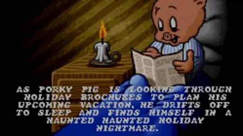 Imagem mostrando um pouco da história de Porky Pig's Haunted Holiday