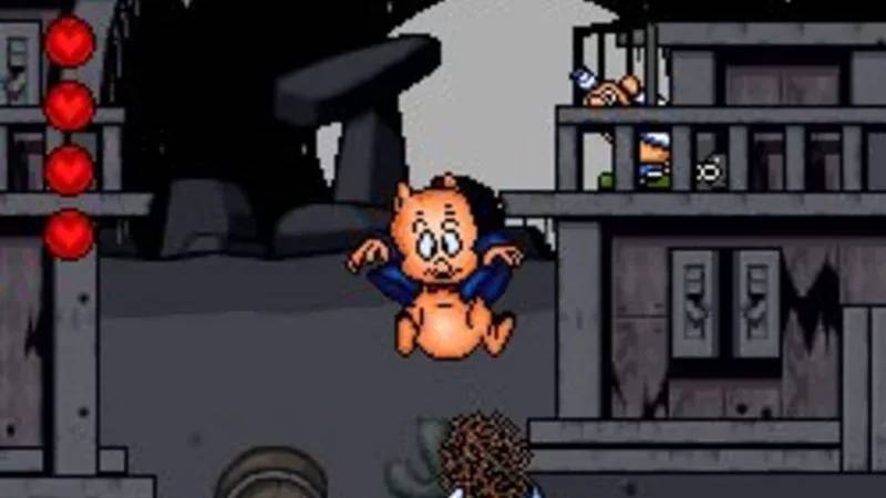 Mais uma imagem da gameplay de Porky Pig's Haunted Holiday de Super Nintendo.
